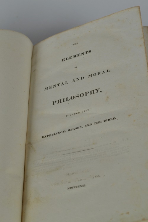 The title page of Beecher’s Elements (1831). Notice the scratched out text above the Roman numerals.