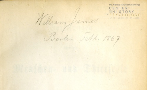 William James' signature with date from first pages of Wundt book