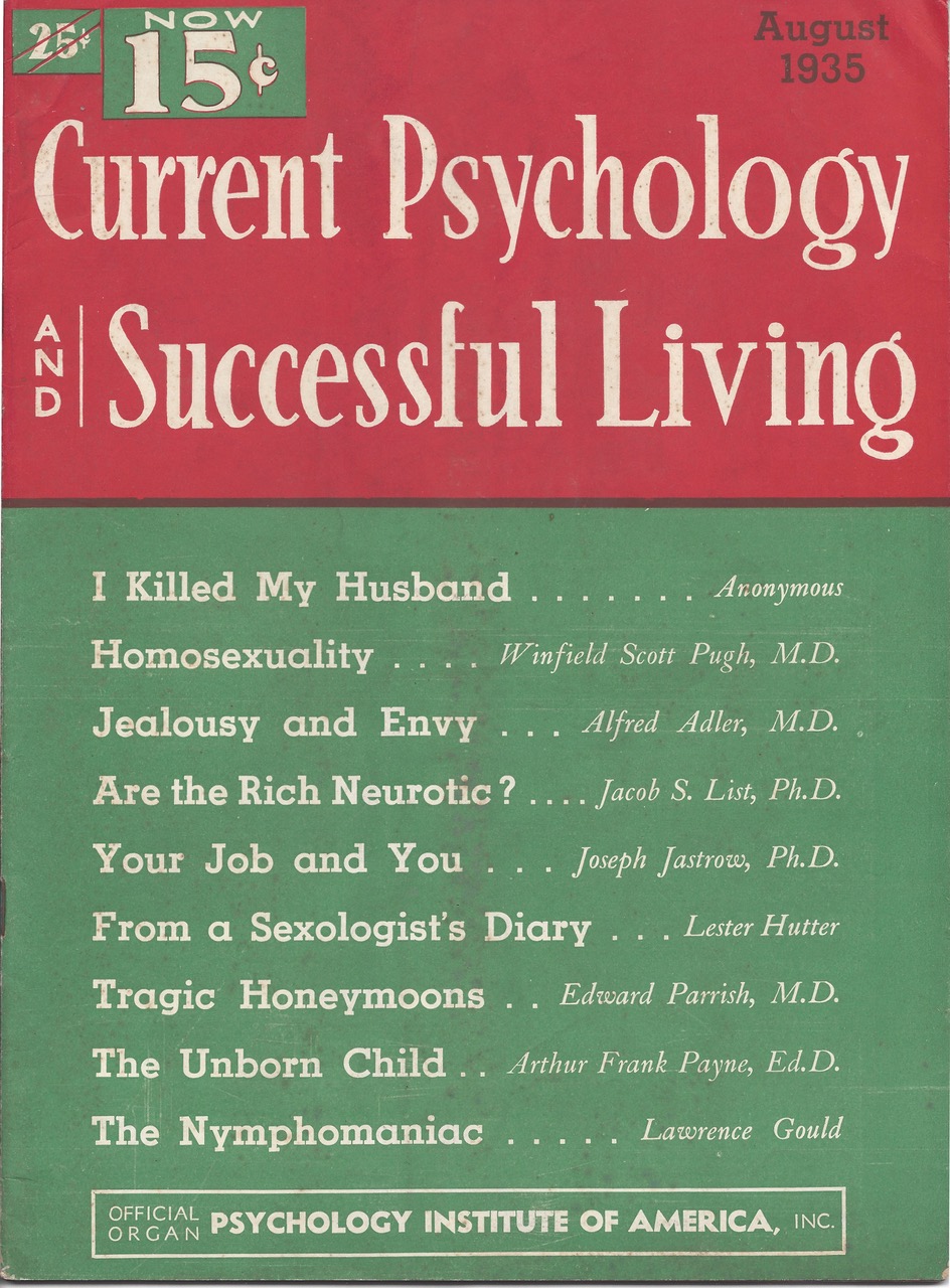Cover of Current Psychology and Successful Living magazine. It features a table of contents in red and green.