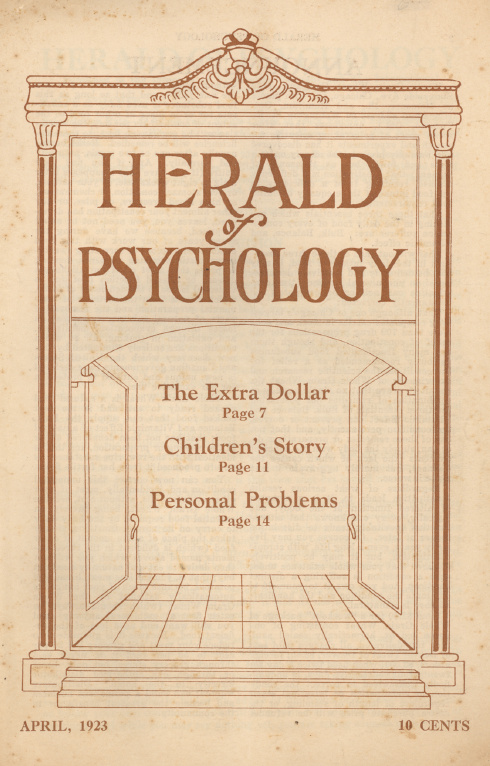 Cover of Herald of Psychology magazine, featuring an ornate doorway around the title.